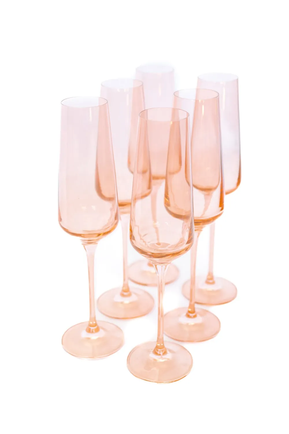 Estelle Colored Glass Glassware|Estelle Colored Champagne Flute, Set of 6 in Blush Pink
