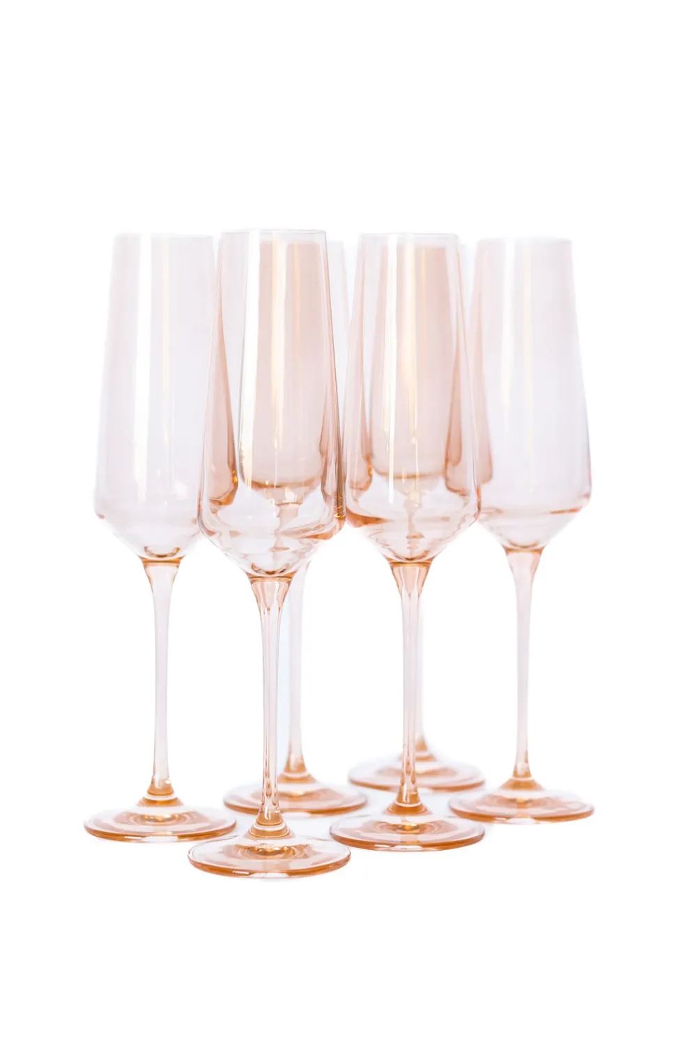 Estelle Colored Glass Glassware|Estelle Colored Champagne Flute, Set of 6 in Blush Pink