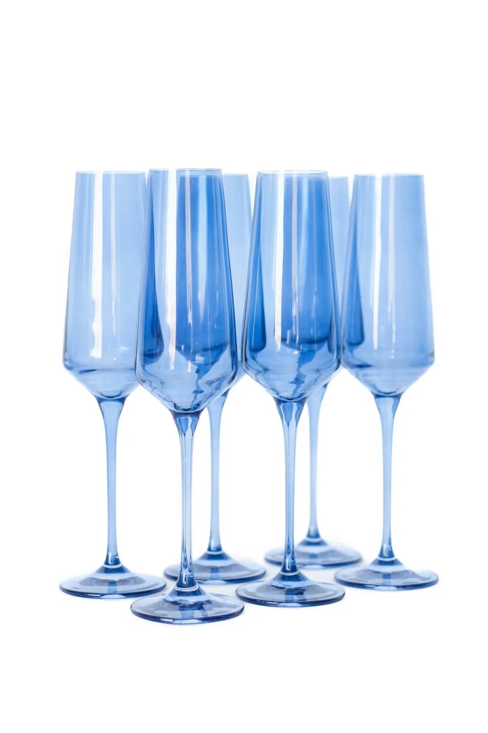 Estelle Colored Glass Glassware|Estelle Colored Champagne Flute, Set of 6 in Cobalt Blue