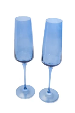 Estelle Colored Glass Glassware|Estelle Colored Champagne Flute, Set of 6 in Cobalt Blue