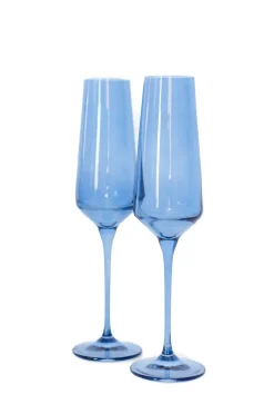 Estelle Colored Glass Glassware|Estelle Colored Champagne Flute, Set of 6 in Cobalt Blue