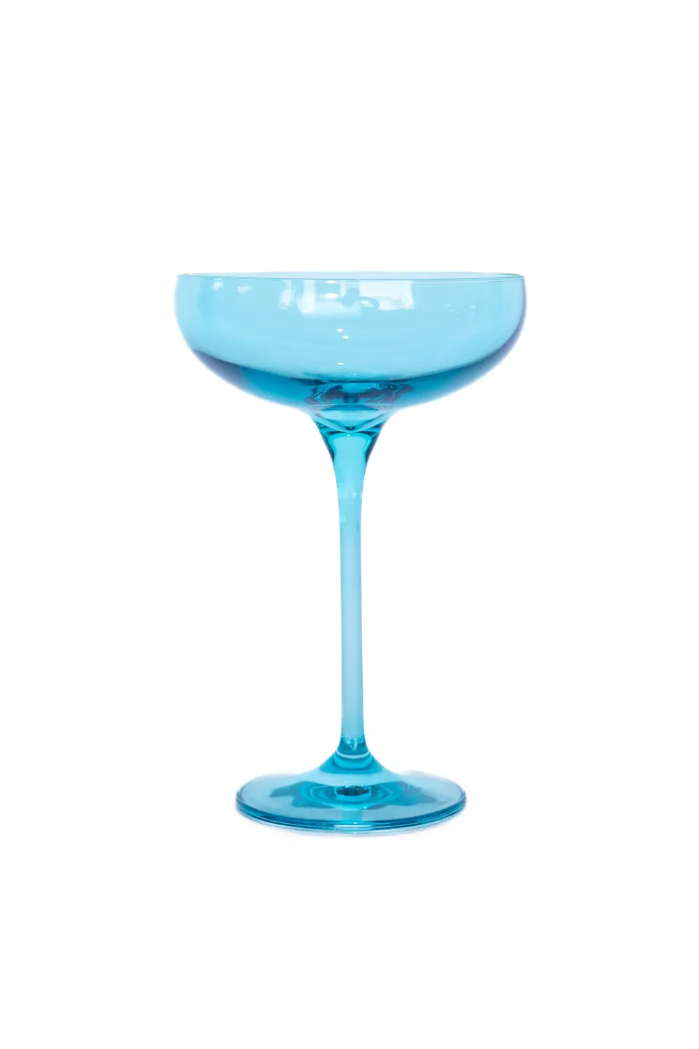 Estelle Colored Glass Glassware|Estelle Colored Champagne Coupe Stemware, Set of 6 in Ocean Blue