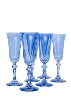 Estelle Colored Glass Glassware|Estelle Colored Regal Flute in Cobalt Blue, Set of 6