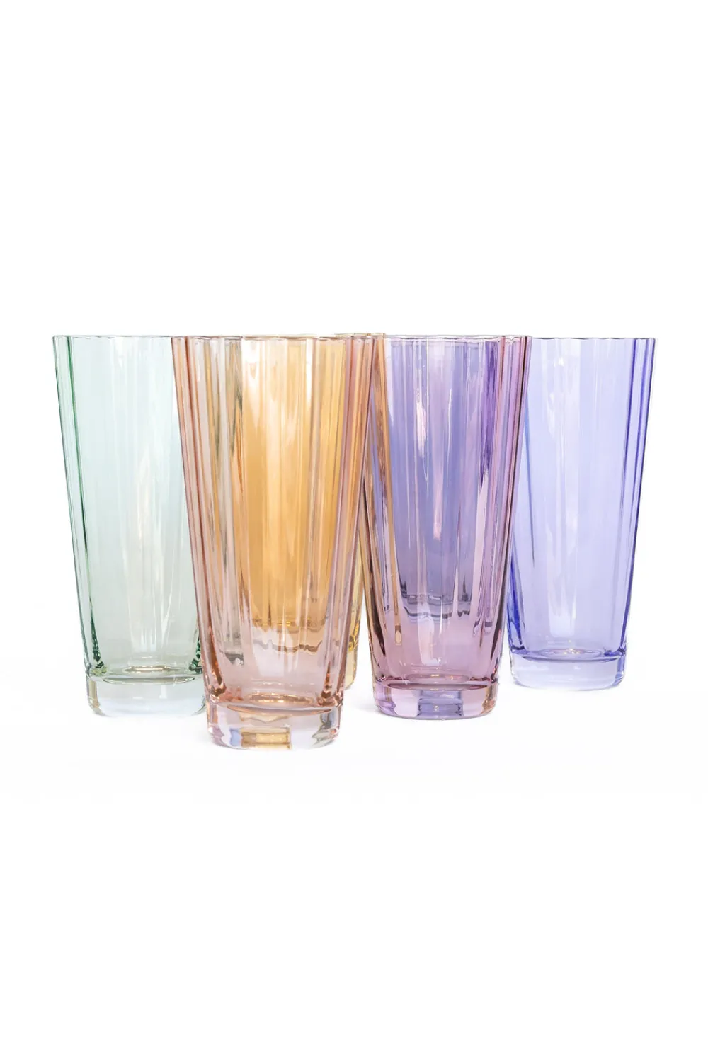 Estelle Colored Glass Glassware|Estelle Colored Sunday High Balls, Set of 6 in Pastel Mixed Set