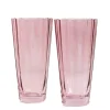 Estelle Colored Glass Glassware|Estelle Colored Sunday High Balls, Set of 2 in Rose