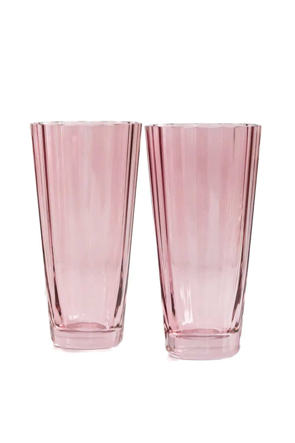 Estelle Colored Glass Glassware|Estelle Colored Sunday High Balls, Set of 2 in Rose