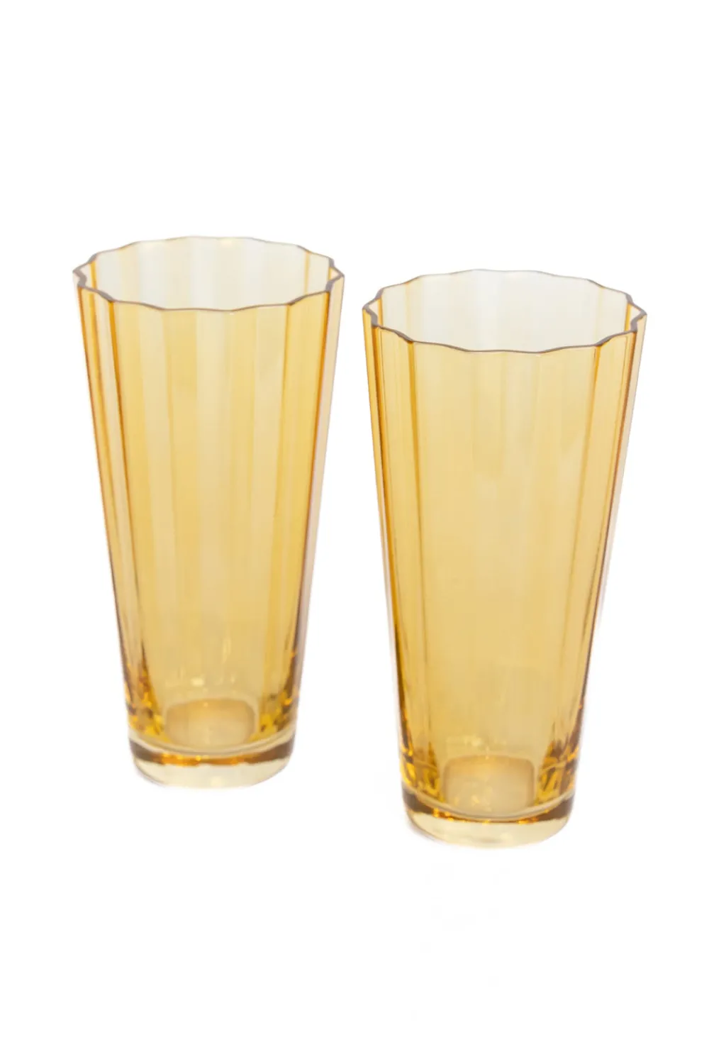 Estelle Colored Glass Glassware|Estelle Colored Sunday High Balls, Set of 2 in Yellow