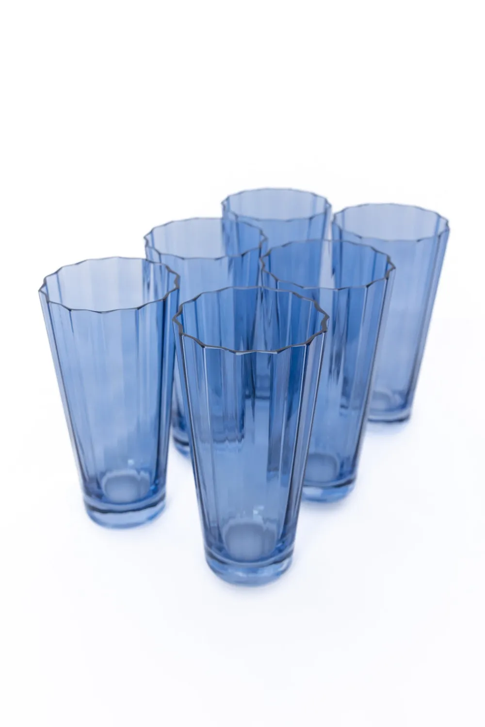 Estelle Colored Glass Glassware|Estelle Colored Sunday High Balls, Set of 6 in Cobalt Blue