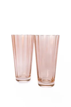 Estelle Colored Glass Glassware|Estelle Colored Sunday High Balls, Set of 2 in Blush Pink