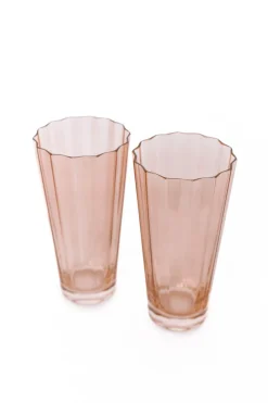 Estelle Colored Glass Glassware|Estelle Colored Sunday High Balls, Set of 2 in Blush Pink