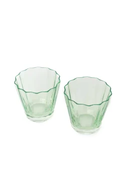 Estelle Colored Glass Glassware|Estelle Colored Sunday Low Balls, Set of 2 in Mint Green