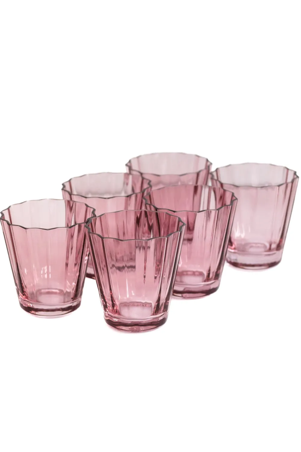 Estelle Colored Glass Glassware|Estelle Colored Sunday Low Balls, Set of 6 in Rose