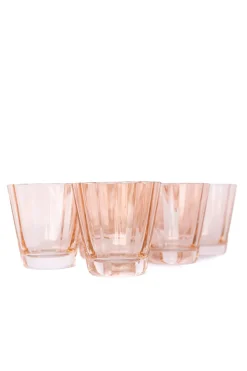 Estelle Colored Glass Glassware|Estelle Colored Sunday Low Balls, Set of 6 in Blush Pink