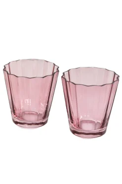 Estelle Colored Glass Glassware|Estelle Colored Sunday Low Balls, Set of 2 in Rose