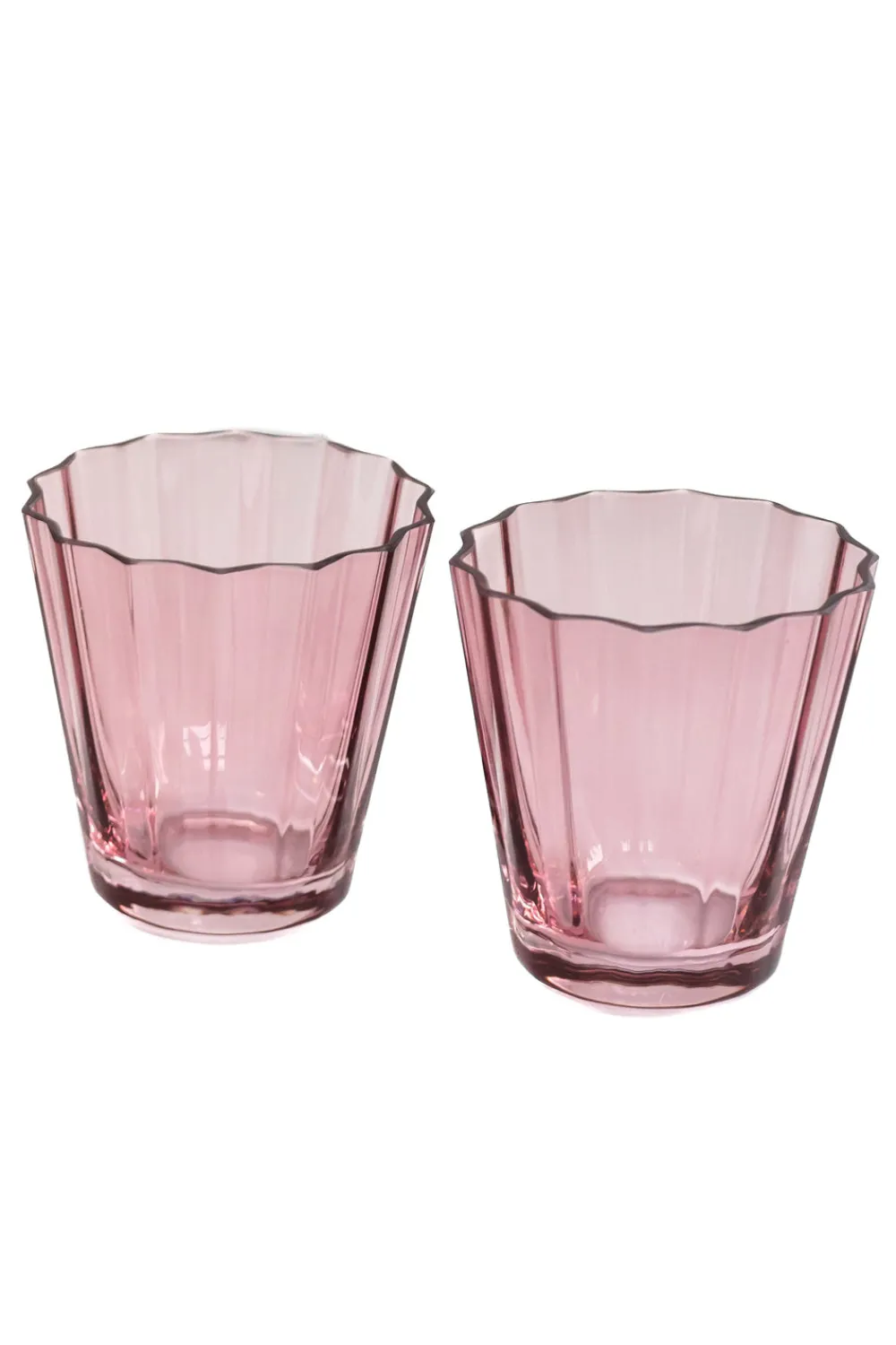 Estelle Colored Glass Glassware|Estelle Colored Sunday Low Balls, Set of 2 in Rose