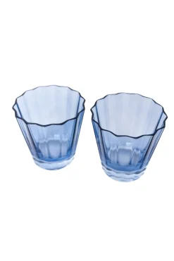 Estelle Colored Glass Glassware|Estelle Colored Sunday Low Balls, Set of 2 in Cobalt Blue