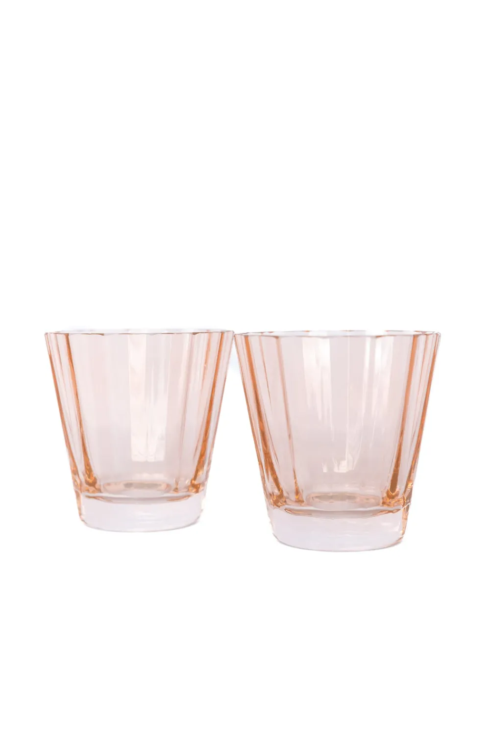 Estelle Colored Glass Glassware|Estelle Colored Sunday Low Balls, Set of 2 in Blush Pink
