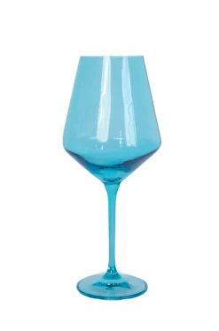 Estelle Colored Glass Glassware|Estelle Colored Wine Stemware, Set of 6 in Ocean Blue