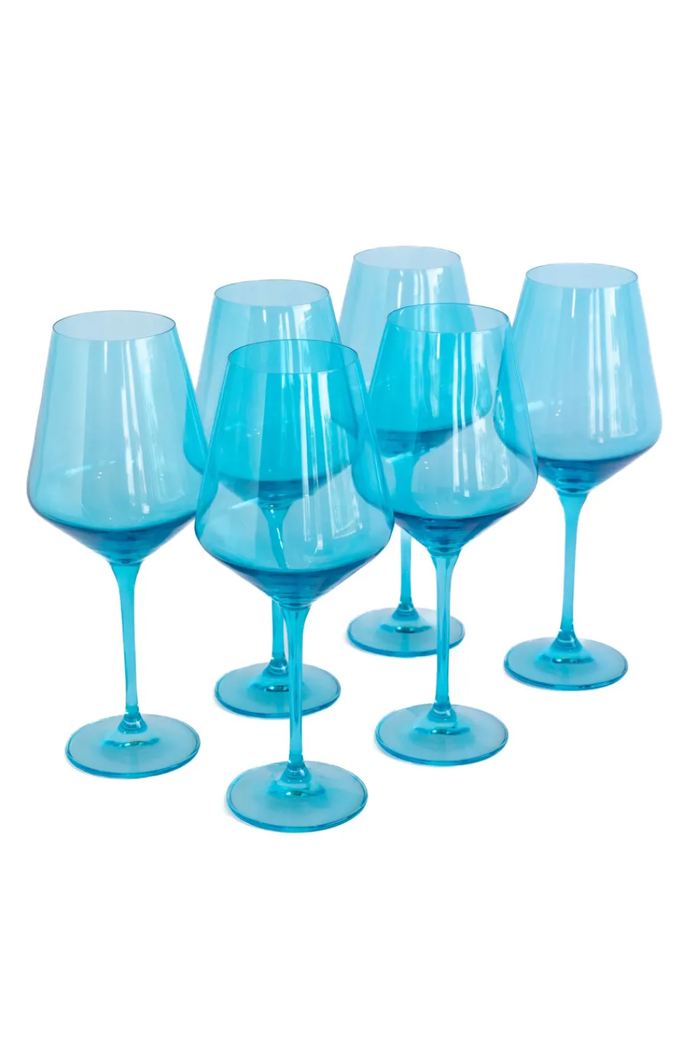 Estelle Colored Glass Glassware|Estelle Colored Wine Stemware, Set of 6 in Ocean Blue