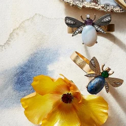 Joanna Buchanan Place Settings & Linens|Etched Wing Big Skinny Napkin Rings in Lapis Lazuli, Set of Four