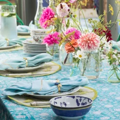 Joanna Buchanan Place Settings & Linens|Etched Wing Big Skinny Napkin Rings in Lapis Lazuli, Set of Four