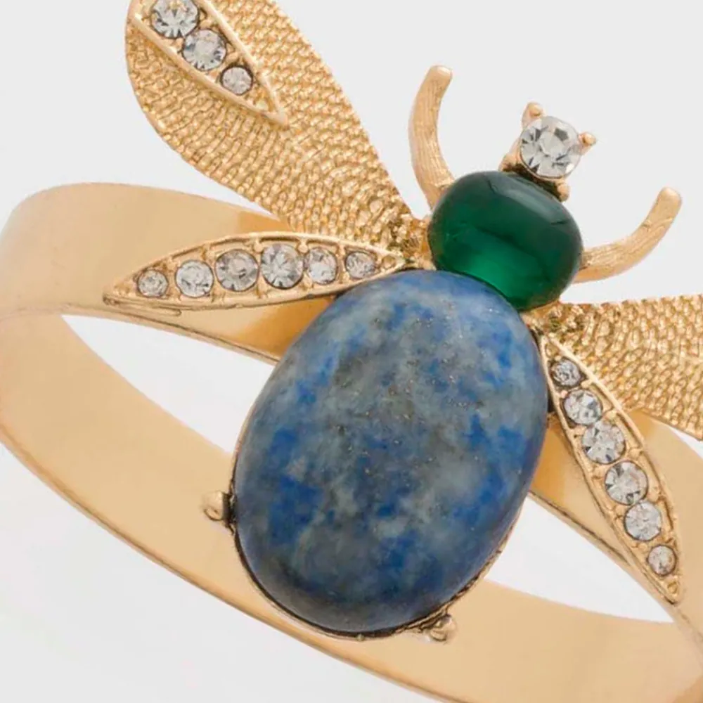 Joanna Buchanan Place Settings & Linens|Etched Wing Big Skinny Napkin Rings in Lapis Lazuli, Set of Four