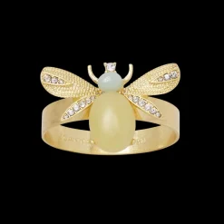 Joanna Buchanan Place Settings & Linens|Etched Wing Bug Skinny Napkin Rings in Lemon Jasper, Set of Four