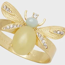 Joanna Buchanan Place Settings & Linens|Etched Wing Bug Skinny Napkin Rings in Lemon Jasper, Set of Four