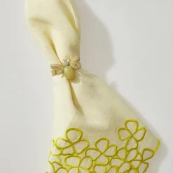 Joanna Buchanan Place Settings & Linens|Etched Wing Bug Skinny Napkin Rings in Lemon Jasper, Set of Four