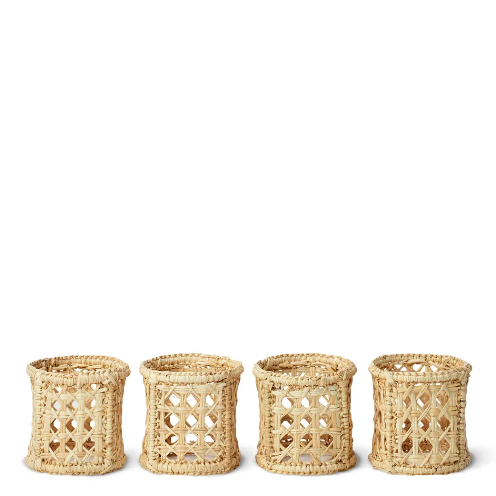 AERIN Place Settings & Linens|Eva Raffia Napkin Rings, Set of 4