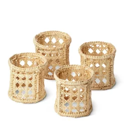 AERIN Place Settings & Linens|Eva Raffia Napkin Rings, Set of 4