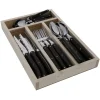 Jean Dubost Laguiole Flatware|Everyday Flatware Set in Wenge Wood, Set of 24