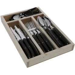 Jean Dubost Laguiole Flatware|Everyday Flatware Set in Wenge Wood, Set of 24