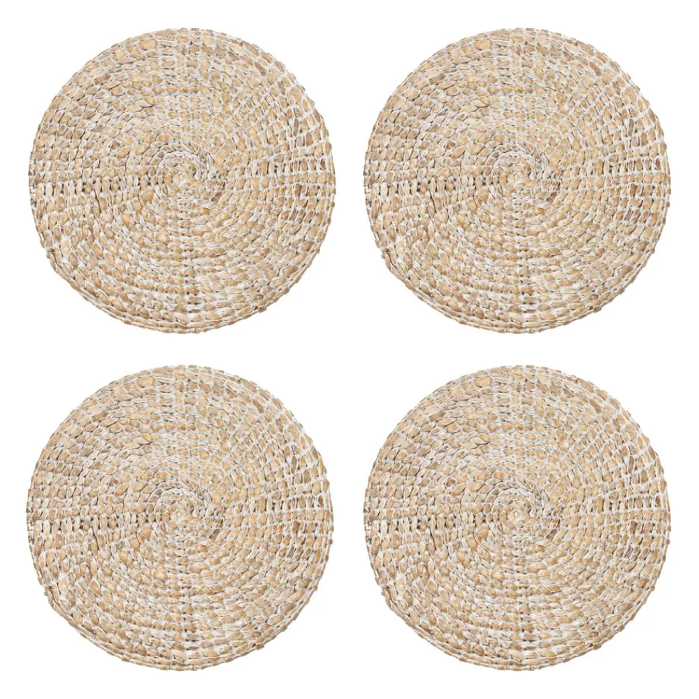Caravan Place Settings & Linens|Everyday White Wash Round Placemat, Set of 4