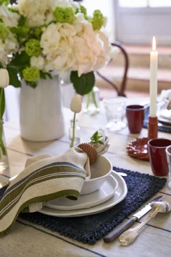 Caravan Place Settings & Linens|Eze 60x60 Tablecloth in Ivory & Blue