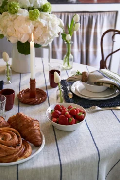 Caravan Place Settings & Linens|Eze 60x60 Tablecloth in Ivory & Blue