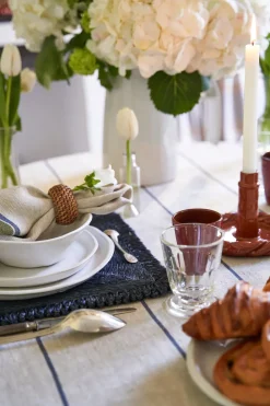 Caravan Place Settings & Linens|Eze 60x60 Tablecloth in Ivory & Blue