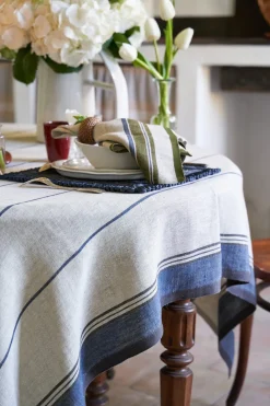 Caravan Place Settings & Linens|Eze 60x60 Tablecloth in Ivory & Blue