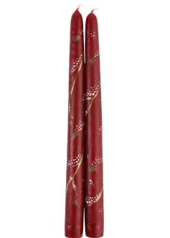 MJ Tablescapes Candles|Festive Snowy Branches Taper Candles, Set of 2