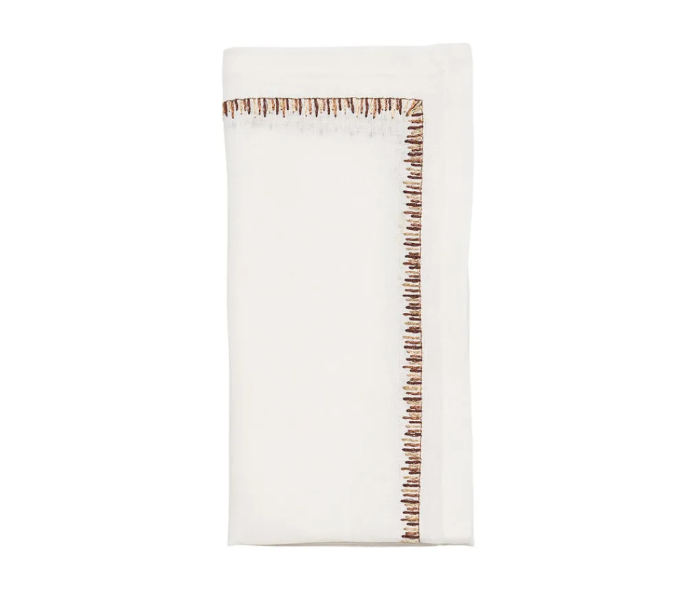 Kim Seybert Place Settings & Linens|Filament Napkin in White & Brown, Set of 4
