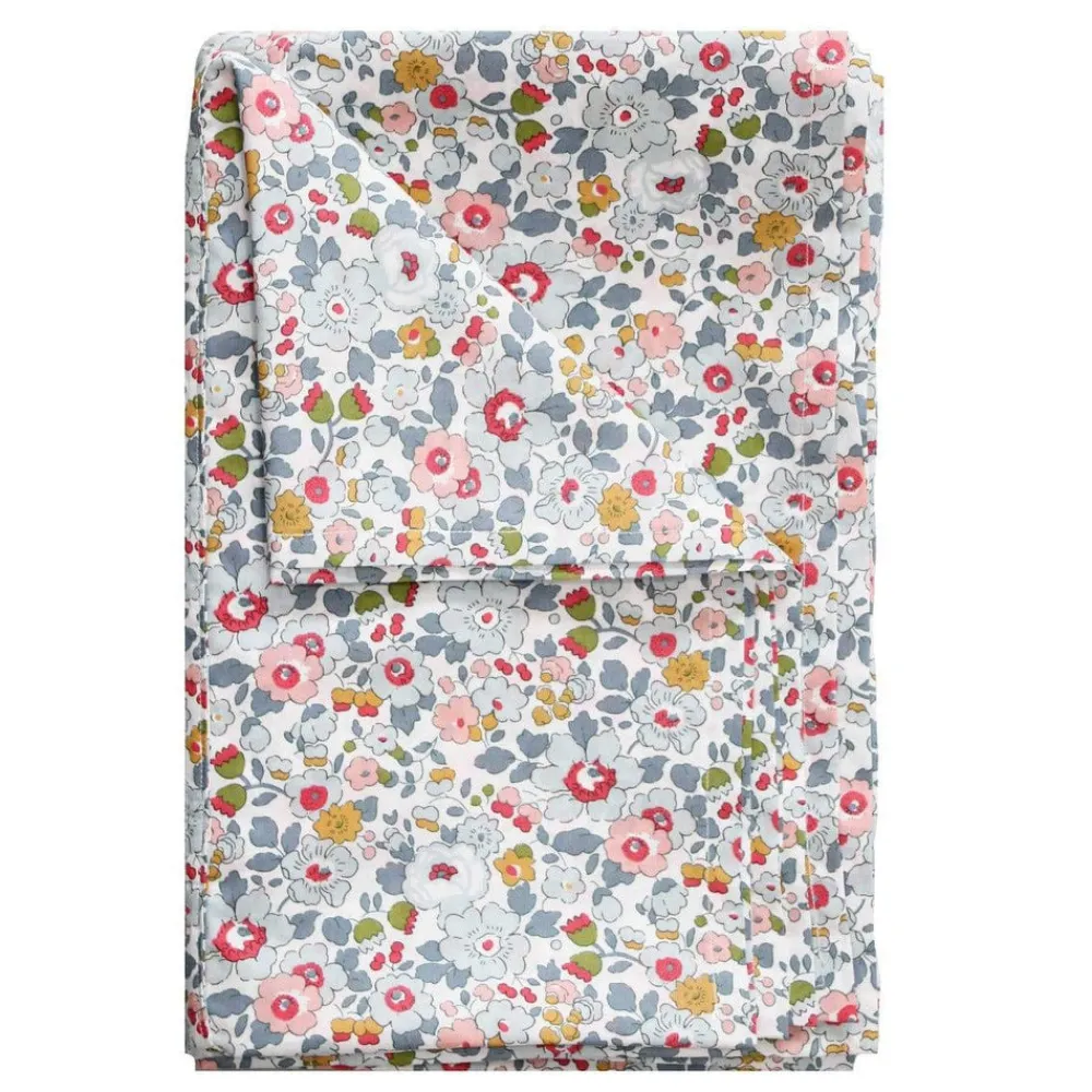 Coco & Wolf Place Settings & Linens|Flat Top Sheet Made With Liberty Fabric in Betsy Grey