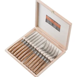 Jean Dubost Laguiole Flatware|Flatware Set in Olivewood, Set of 12