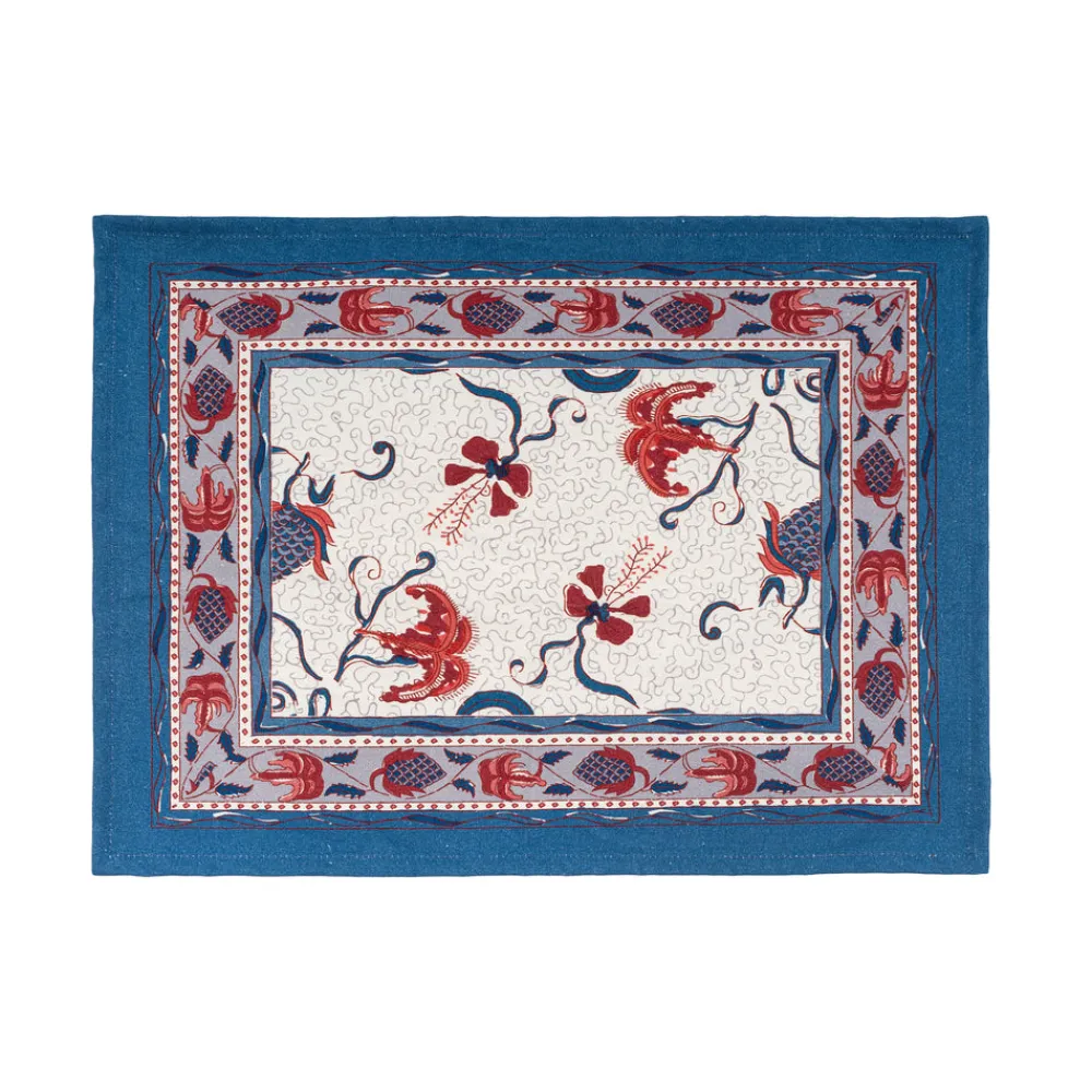 Couleur Nature Place Settings & Linens|Fleur Des Indes Mats in Blue & Red, Set of 6