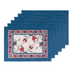 Couleur Nature Place Settings & Linens|Fleur Des Indes Mats in Blue & Red, Set of 6