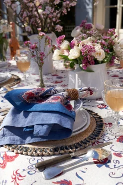 Couleur Nature Place Settings & Linens|Fleur Des Indes Napkins in Blue & Red, Set of 6