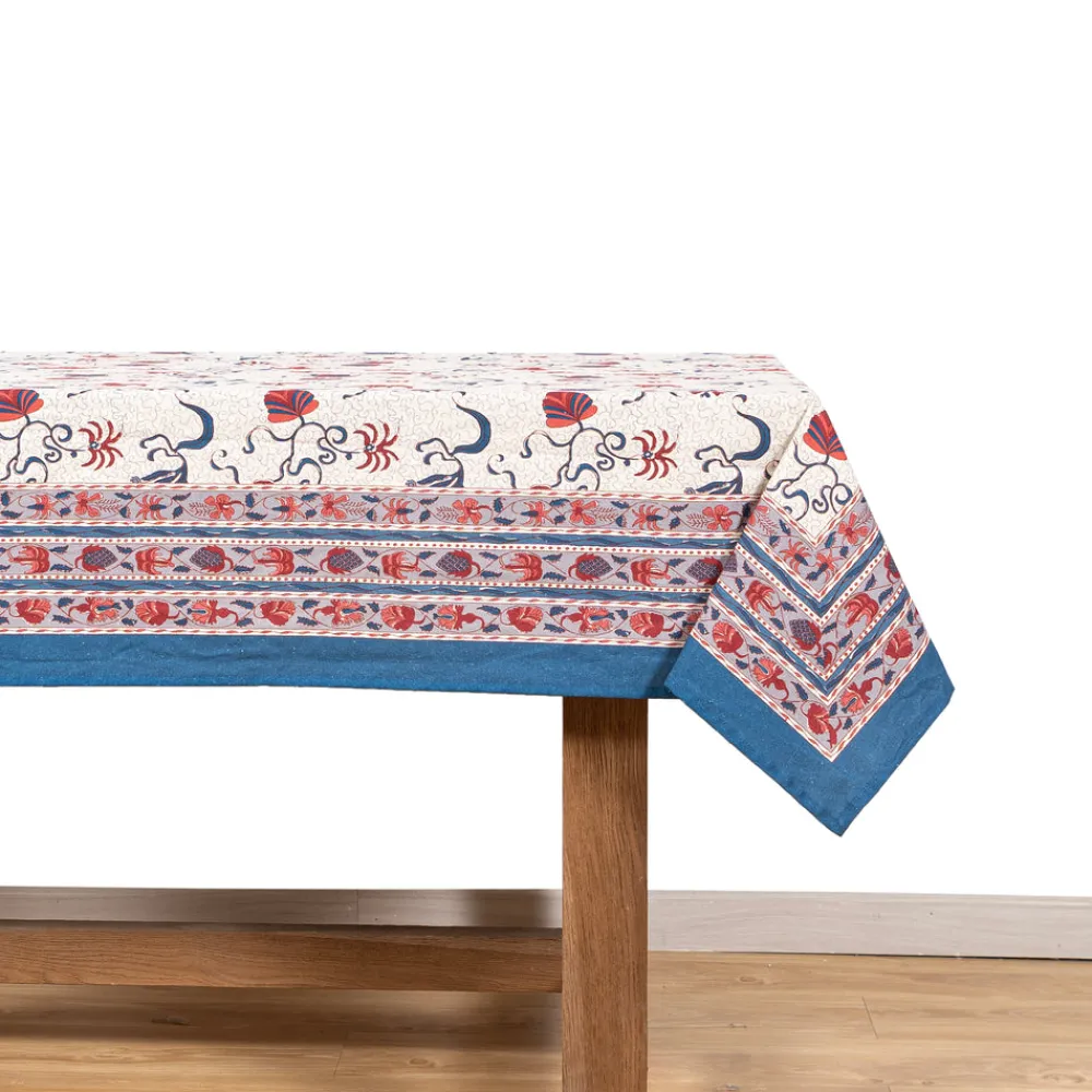 Couleur Nature Place Settings & Linens|Fleur Des Indes Tablecloth in Blue & Red
