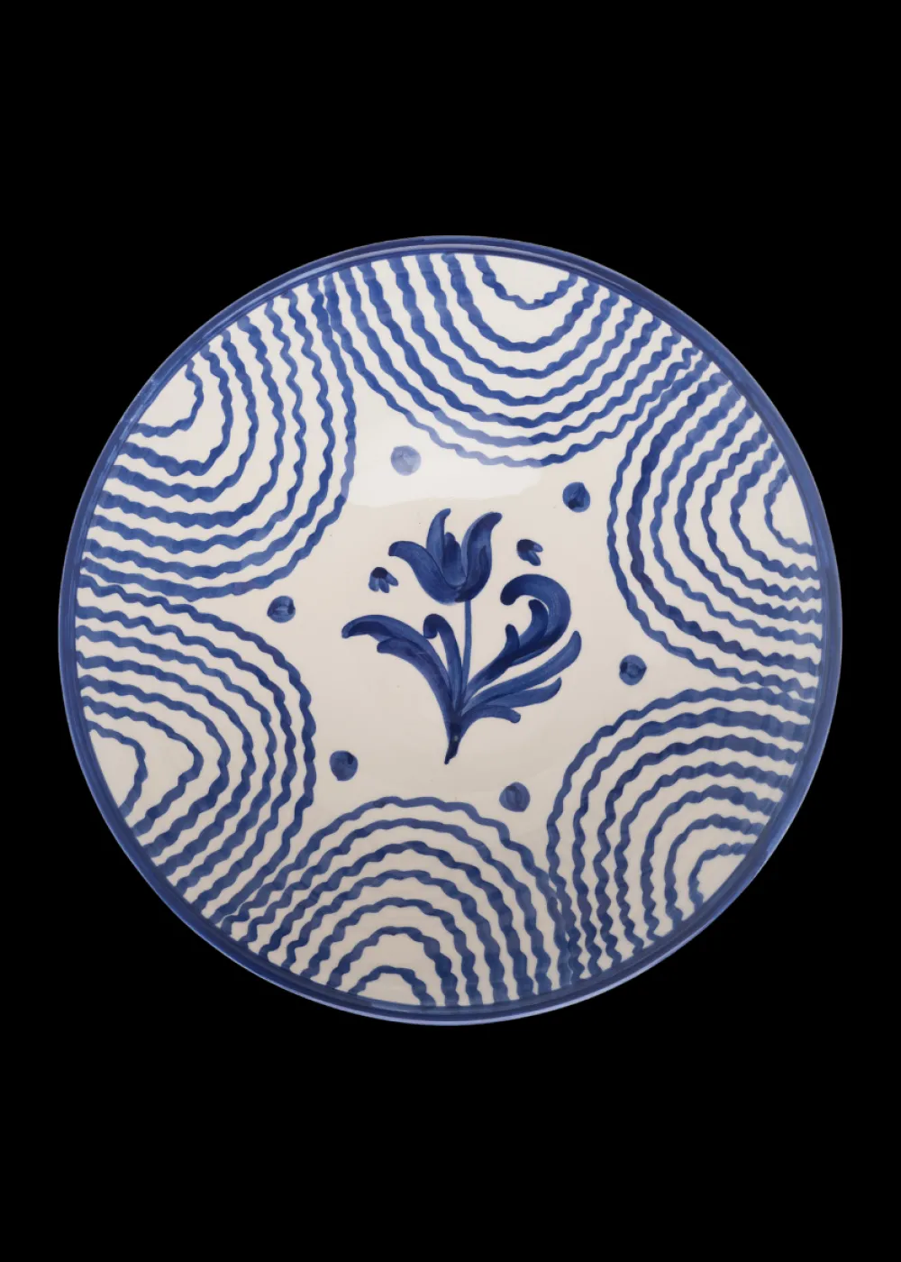 Late Afternoon Dinnerware|Flor Very Large Blue Serving Bowl