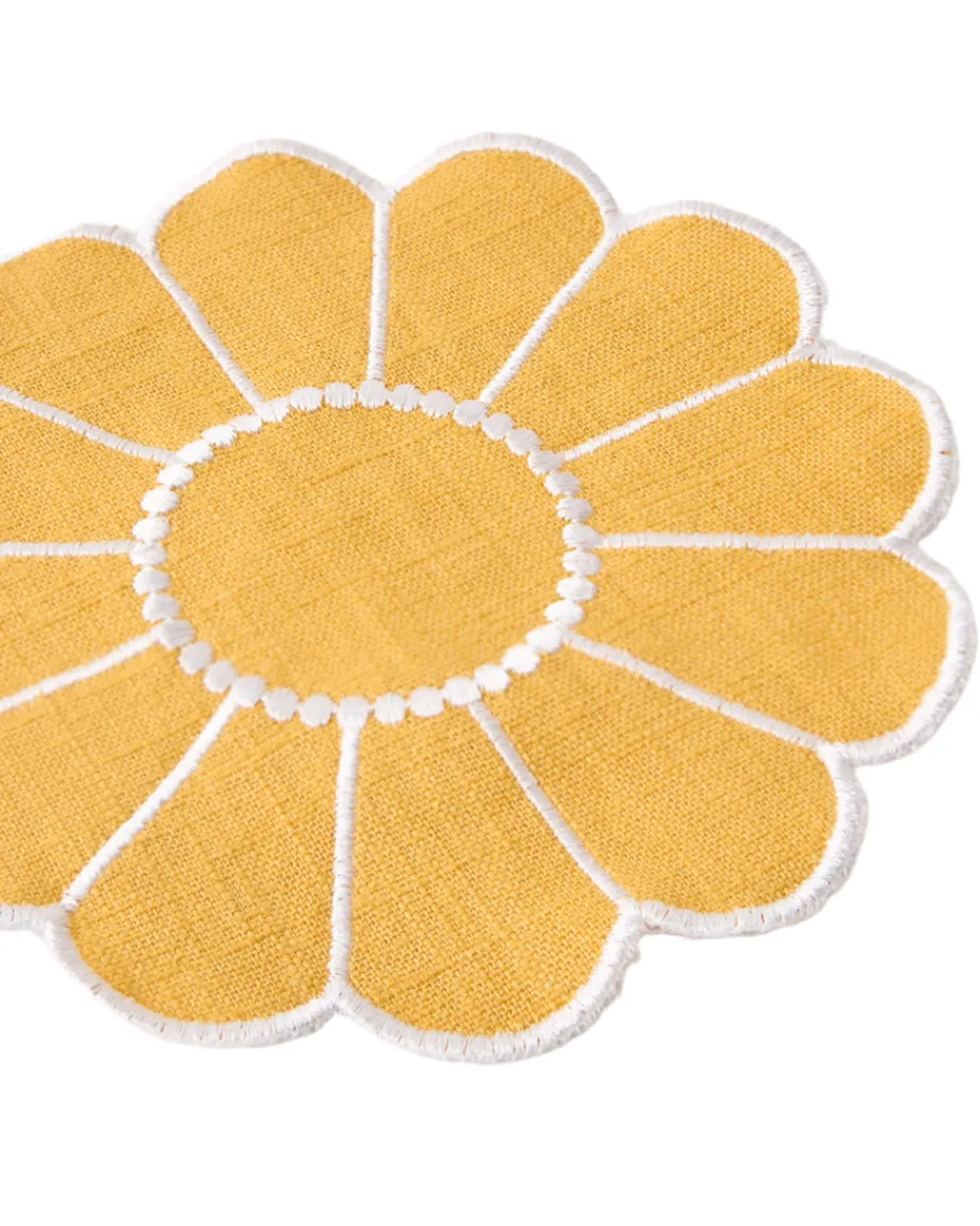 Cabana Place Settings & Linens|Floral Embroidered Bread Basket Liner in Yellow