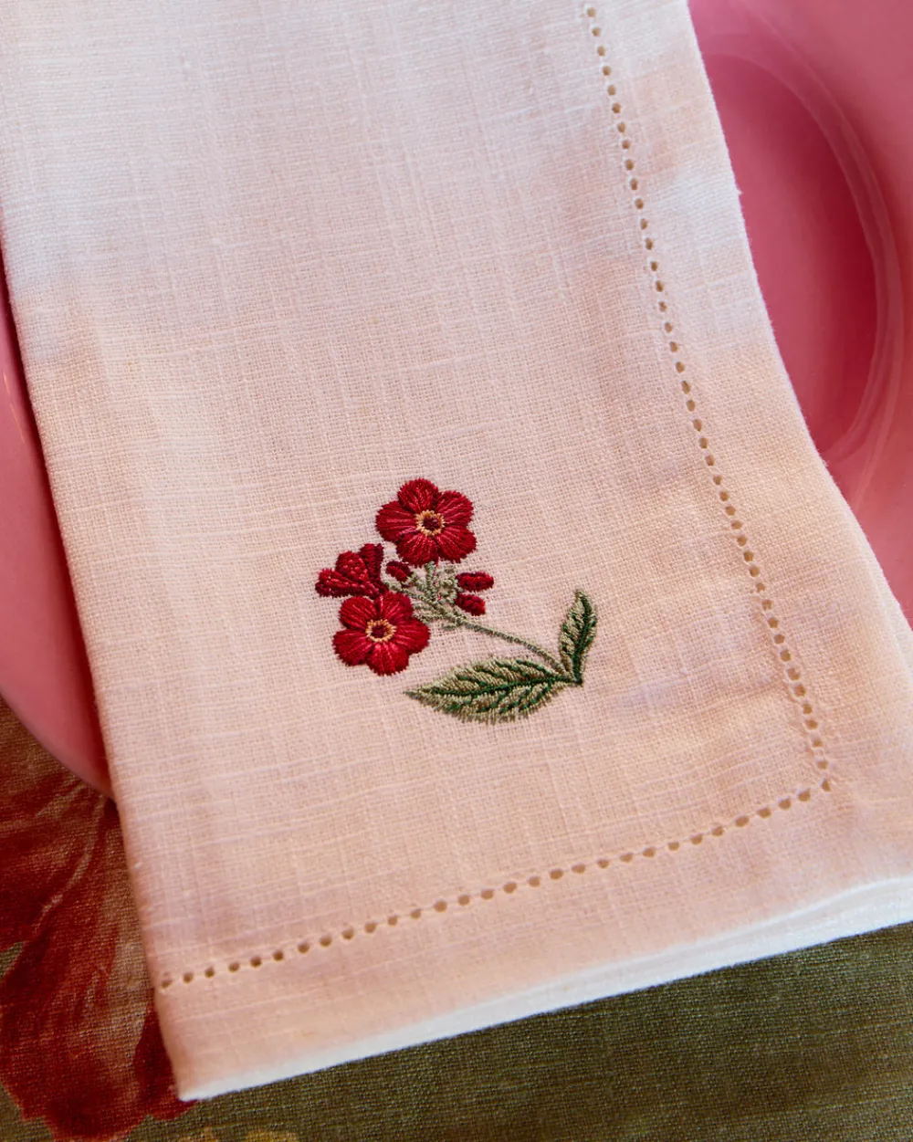 Cabana Place Settings & Linens|Floral Medley Embroidered Napkins, Set of 6