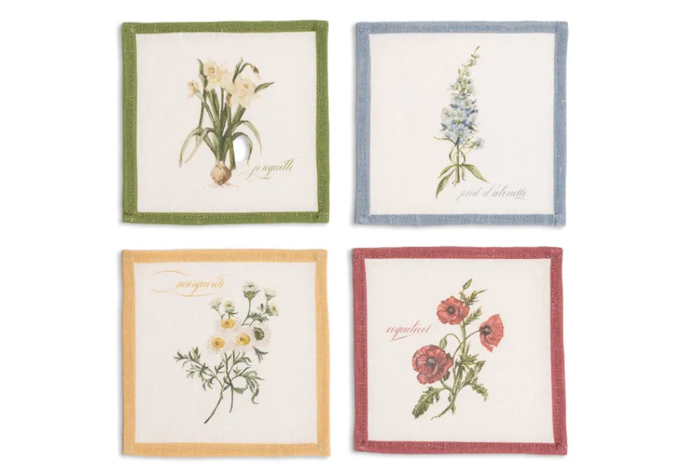 Nadia & Co Place Settings & Linens|Flore Cocktal Napkins, Set of 4